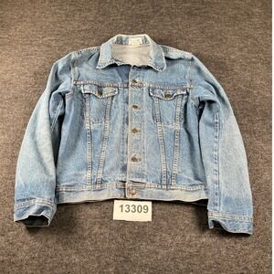 Vintage Serge Azar Paris Trucker Jacket Men Medium Blue Denim Cotton Winter